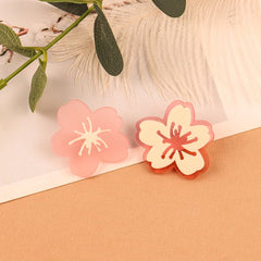 Pink Acrylic & 18K Gold-Plated Cherry Blossom Asymmetrical Stud Earrings