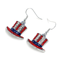 Red Cubic Zirconia & Silver-Plated Top Hat Drop Earrings