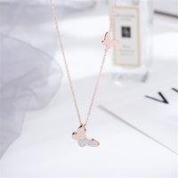 Cubic Zirconia & 18k Rose Gold-Plated Butterfly Pendant Necklace