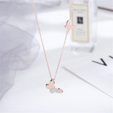 Cubic Zirconia & 18k Rose Gold-Plated Butterfly Pendant Necklace