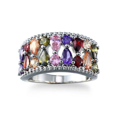 Crystal & Silver-Plated Mixed Shape Band