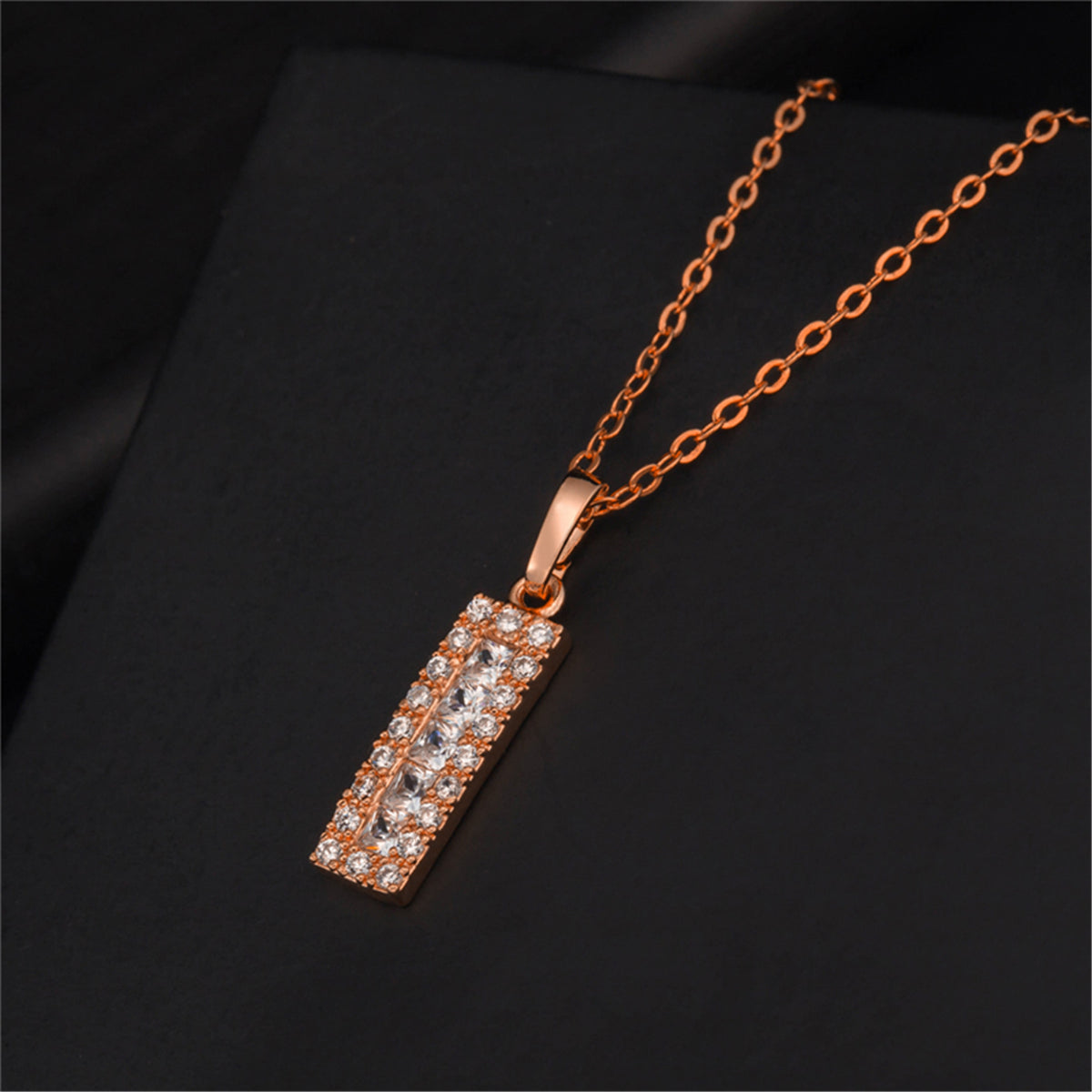 Crystal and Cubic Zirconia Card Pendant Necklace, pendant necklace for women, elegant gift for her, side view