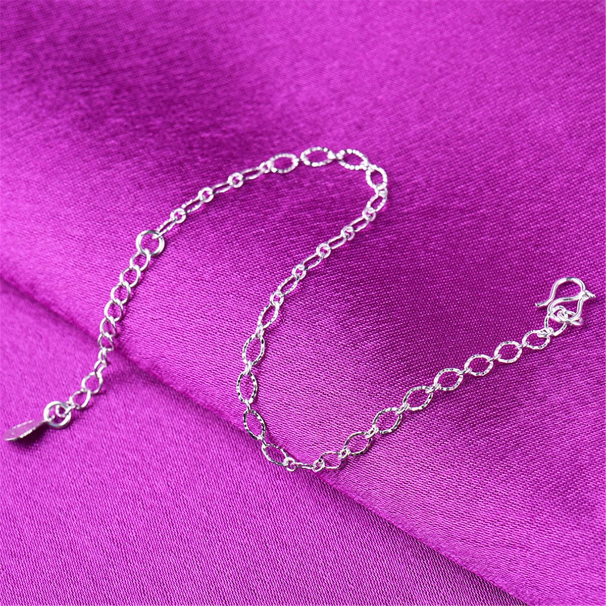 Silver-Plated Open Pear Chain Anklet