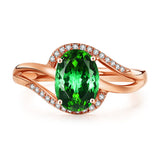 Emerald Cubic Zirconia & Crystal Oval Ring
