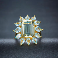 Light Blue Crystal & 18k Gold-Plated Geometry Ring - streetregion