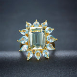 Light Blue Crystal & 18k Gold-Plated Geometry Ring - streetregion