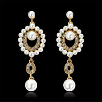 Cubic Zirconia & Imitation Pearl Open Drop Earrings