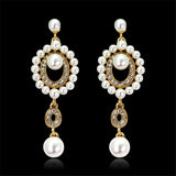 Cubic Zirconia & Imitation Pearl Open Drop Earrings