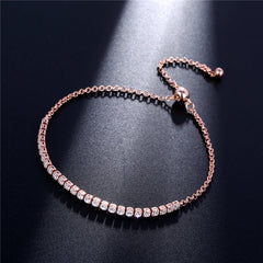 cubic zirconia & 18k Rose Gold-Plated Adjustable Link Bracelet - streetregion