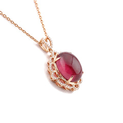 Red Agate & Cubic Zirconia Oval Botany Pendant Necklace
