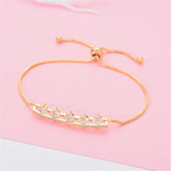 Cubic Zirconia & Crystal 18K Gold-Plated Adjustable Bracelet