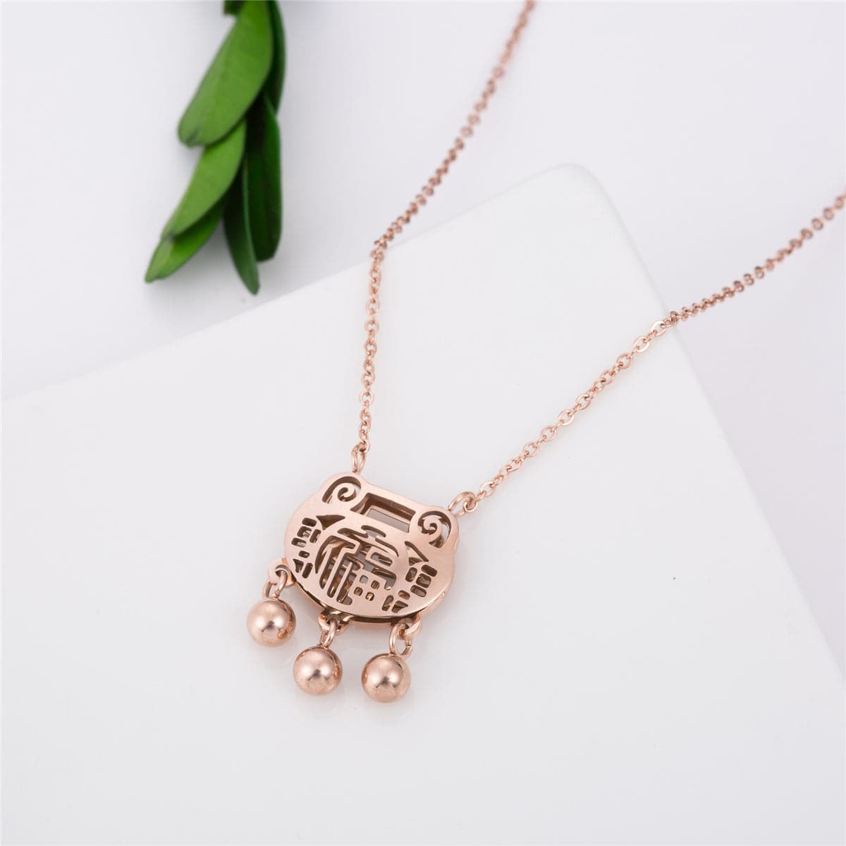 18K Rose Gold-Plated Lock Of Longevity Pendant Necklace, rose gold pendant necklace for women, lifestyle look