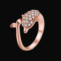 Cubic Zirconia & 18k Rose Gold-Plated Pavé Dolphin Ring