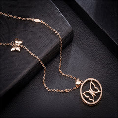 Cubic Zirconia & 18K Rose Gold-Plated Butterfly Pendant Necklace