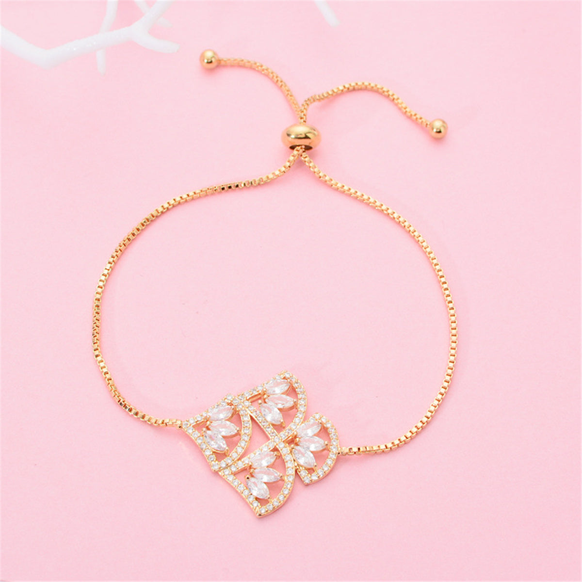 Crystal and Cubic Zirconia Adjustable Bracelet, bracelet for women, elegant gift for her, detail close-up