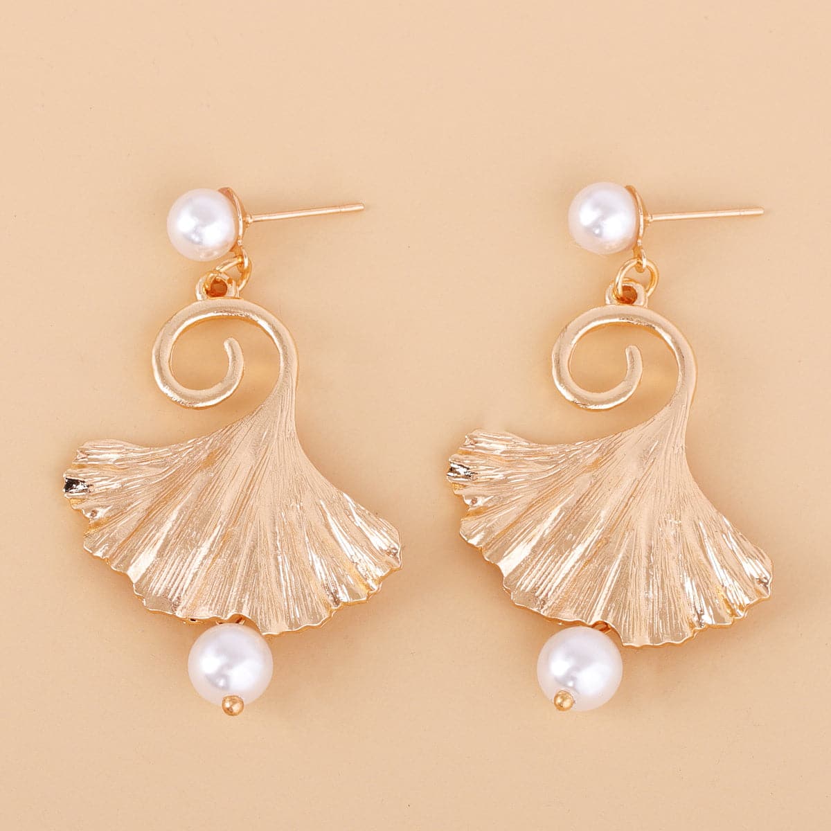 Pearl & 18K Gold-Plated Lotus Leaf Drop Earrings