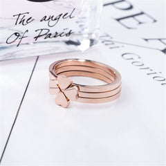 18K Rose Gold-Plated Heart Clover Ring