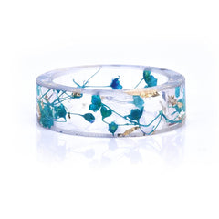 Blue Dried Flower Band Ring