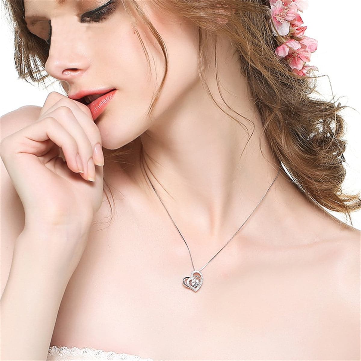 Crystal & Silver-Plated Heart Pendant Necklace - streetregion