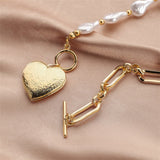 Pearl & 18k Gold-Plated Heart Pendant Necklace