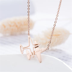 18k Rose Gold-Plated Airplane Pendant Necklace - streetregion