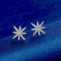 cubic zirconia & Silver-Plated Shinning Star Stud Earrings - streetregion