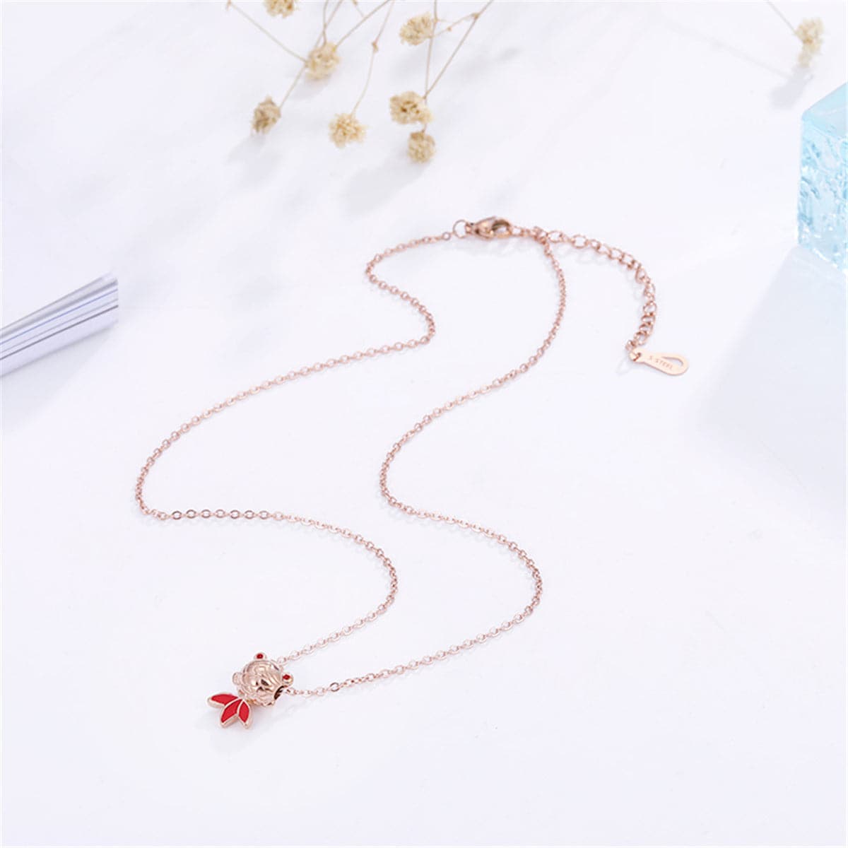 18K Rose Gold-Plated Fish Pendant Necklace
