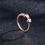 Cubic Zirconia & 18k Rose Gold-Plated Double Heart Ring