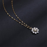 Cubic Zirconia & 18K Gold-Plated Floral Pendant Necklace