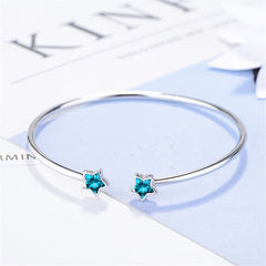 Blue Crystal & Silver-Plated Star Cuff - streetregion