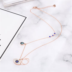 cubic zirconia & 18k Rose Gold-Plated Devil Eye Pendant Necklace - streetregion