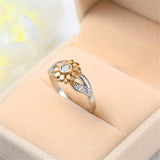 cubic zirconia & Two-Tone Sunflower Band Ring - streetregion