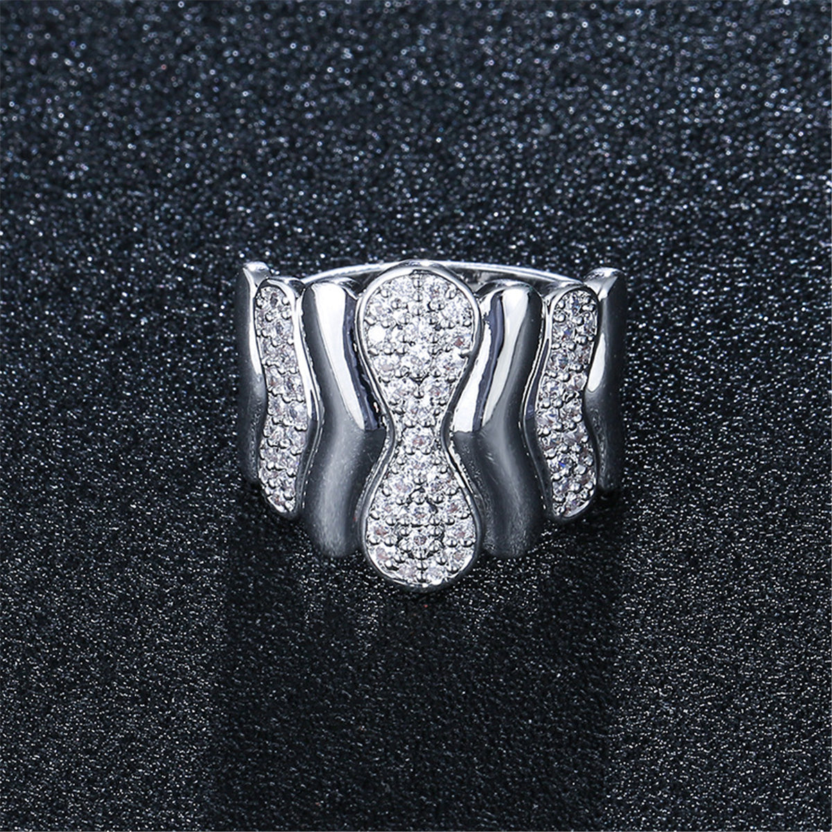 Cubic Zirconia Geometric Wave Ring