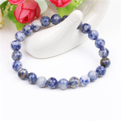 Blue-Vein Stone Stretch Bracelet