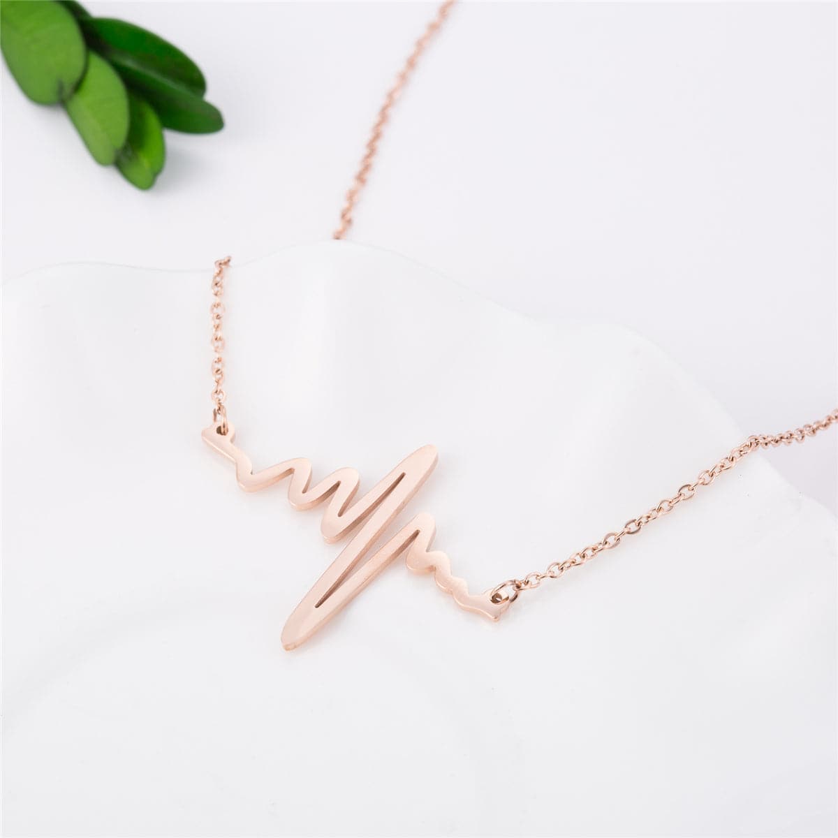18K Rose Gold-Plated Heartbeat Pendant Necklace