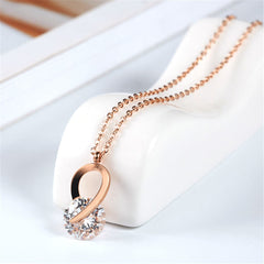 Crystal & 18K Rose Gold-Plated Geometric Pendant Necklace
