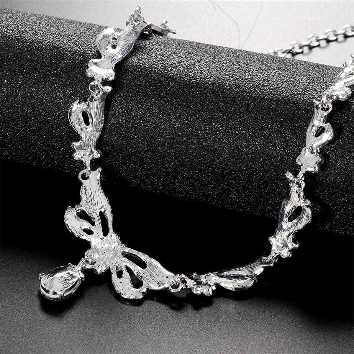 Crystal & Silver-Plated Wing Drop Earrings & Butterfly Necklace