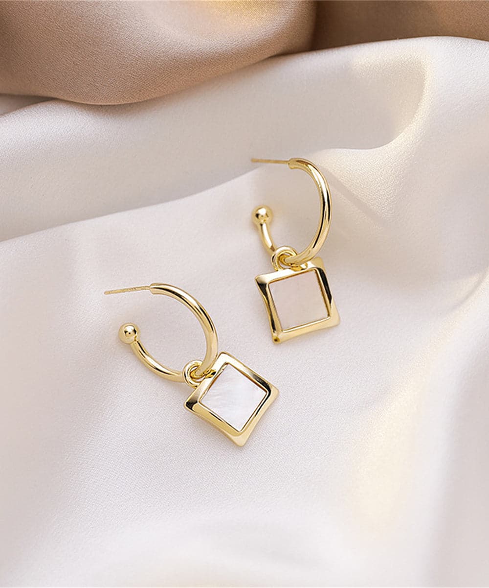 Acrylic & 18K Gold-Plated Square Drop Earrings
