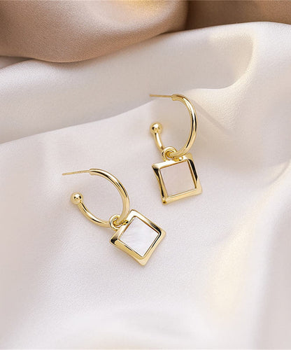 Acrylic and 18K Gold-Plated Square Drop Earrings, gold drop earrings for women, everyday style, side view