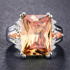 Champagne Crystal & cubic zirconia Princess-Cut Ring - streetregion