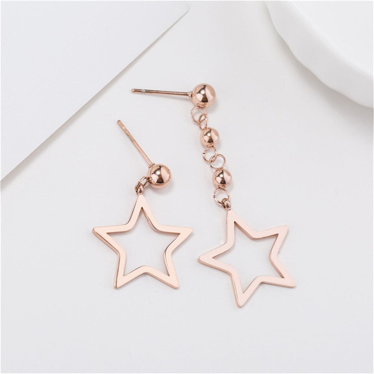 18k Rose Gold-Plated Star Drop Earring - streetregion