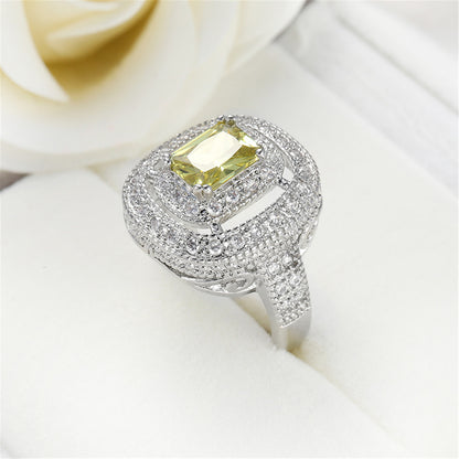 Yellow Crystal and Cubic Zircon Layered Halo Ring, statement rings for women, everyday style, lifestyle look