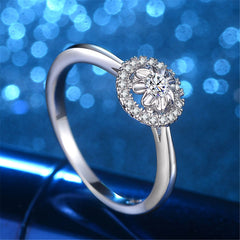 Cubic Zirconia & Silver-Plated Flower Ring