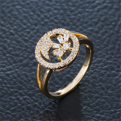 Cubic Zirconia & 18K Gold-Plated Open Dragonfly Ring