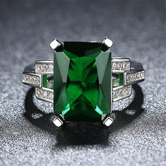 Green Crystal & Cubic Zirconia Radiant-Cut Ring