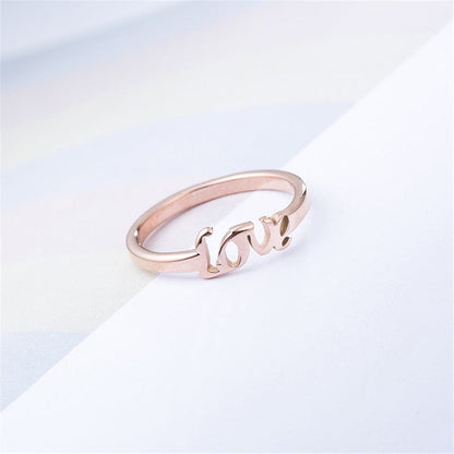 18K Rose Gold-Plated 'Love' Band, rose gold statement rings for women, vintage-inspired design, front view