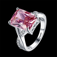 Pink Cubic Zirconia & Silver-Plated Twist-Band Statement Ring