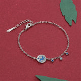 Blue Cubic Zirconia & Sterling Silver Reindeer Charm Bracelet