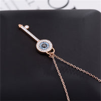 Cubic Zirconia & 18k Rose Gold-Plated Key Pendant Necklace