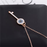 Cubic Zirconia & 18k Rose Gold-Plated Key Pendant Necklace